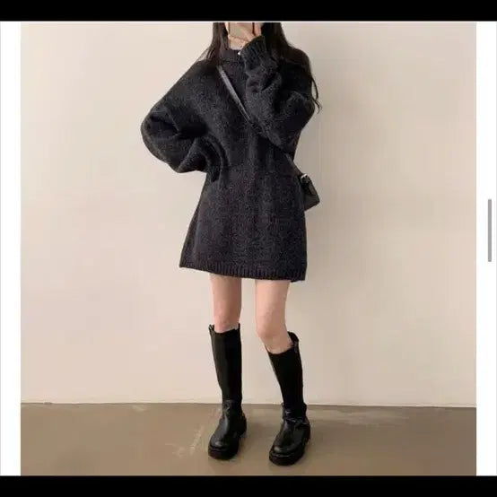[BUNJANG] Charcoal Knit Dress / 차콜 니트 원피스 새상품