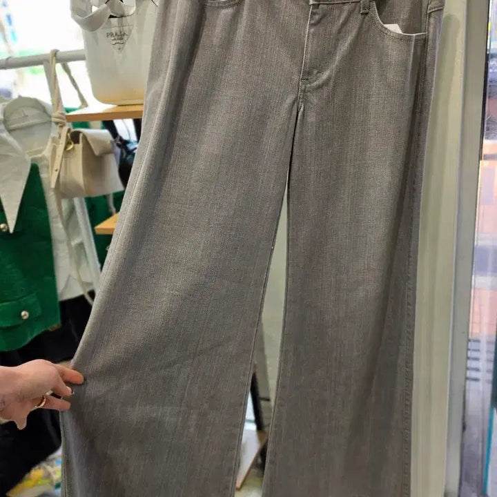 [BUNJANG] SIWY Grey Denim Wide Pants / 씨위 진 그레이 데님 와이드 팬츠