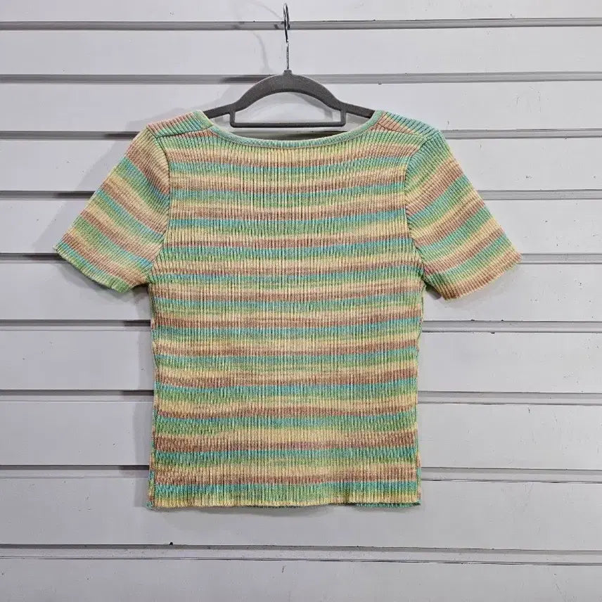 [BUNJANG] Pastel Striped Crop Top / 파스텔톤 스트라이프 반팔 크롭티/보물찾기천사