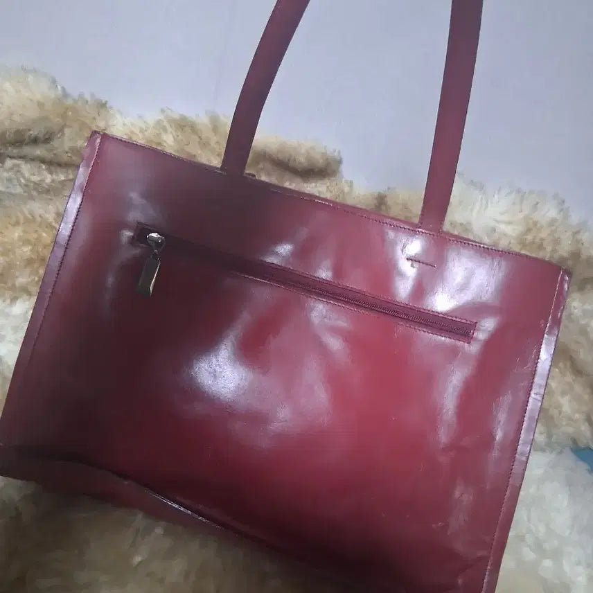 [BUNJANG] Simplet Red Leather Tote Bag / 심플렛 레드 컬러 가죽 토트백