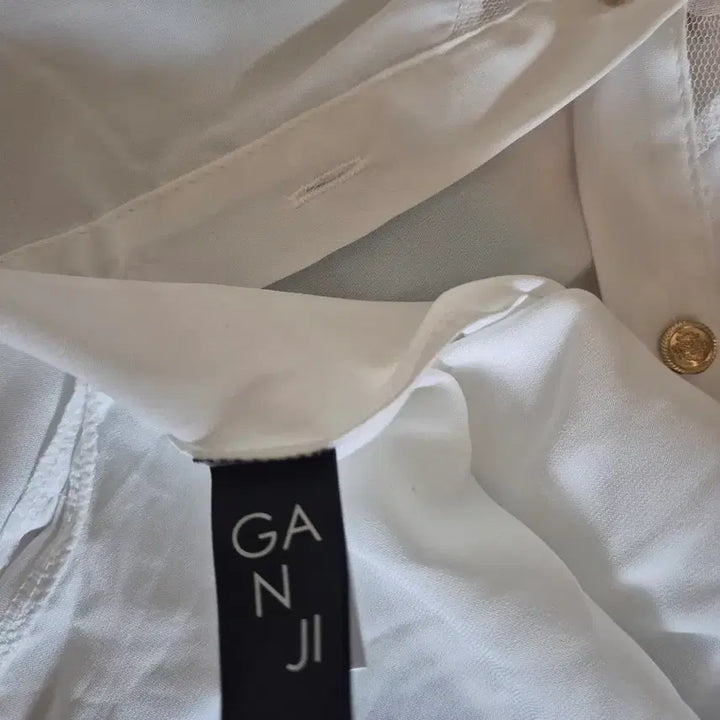 [BUNJANG] White Dot See-Through Blouse / 화이트 도트 시스루 블라우스