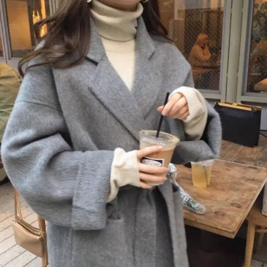 [BUNJANG] Handmade Alpaca Wool Long Coat / 핸드메이드 알파카 울 코트