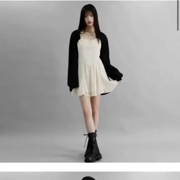 [SOLD OUT] 코디세트 셔링 쉬폰 뷔스티에 원피스