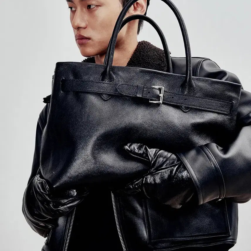 [SOLD OUT] 앤드로스 토트백 블랙 Cow Vegetable Belted Big Bag