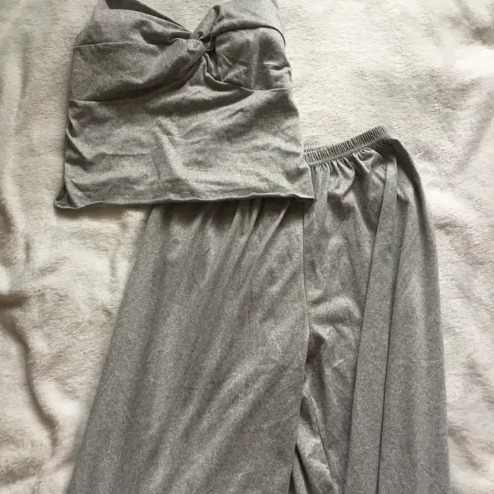 [BUNJANG] Gray Cami Top and Pants Pajama Set / 회색 캡나시+바지 여성 잠옷 세트