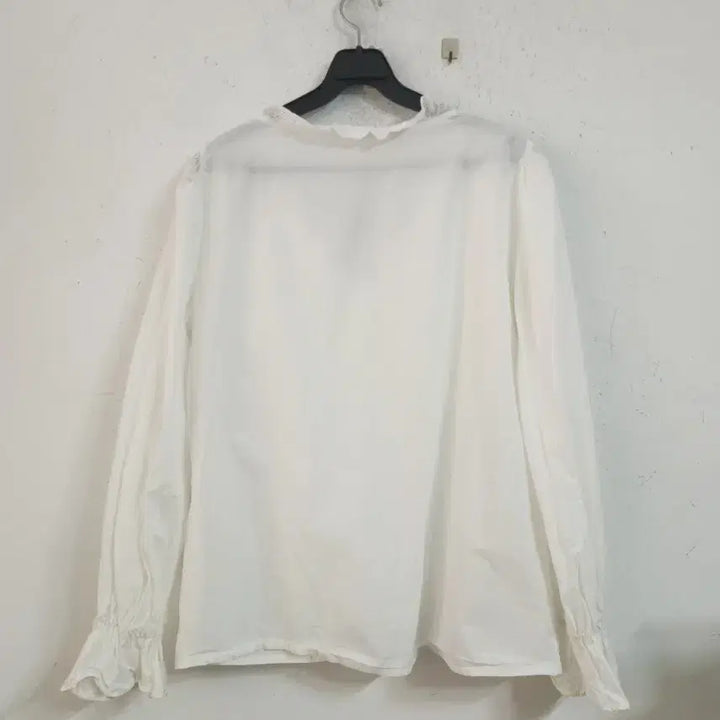[BUNJANG] Lace White Long Sleeve Blouse / 레이스 화이트 블라우스 긴팔