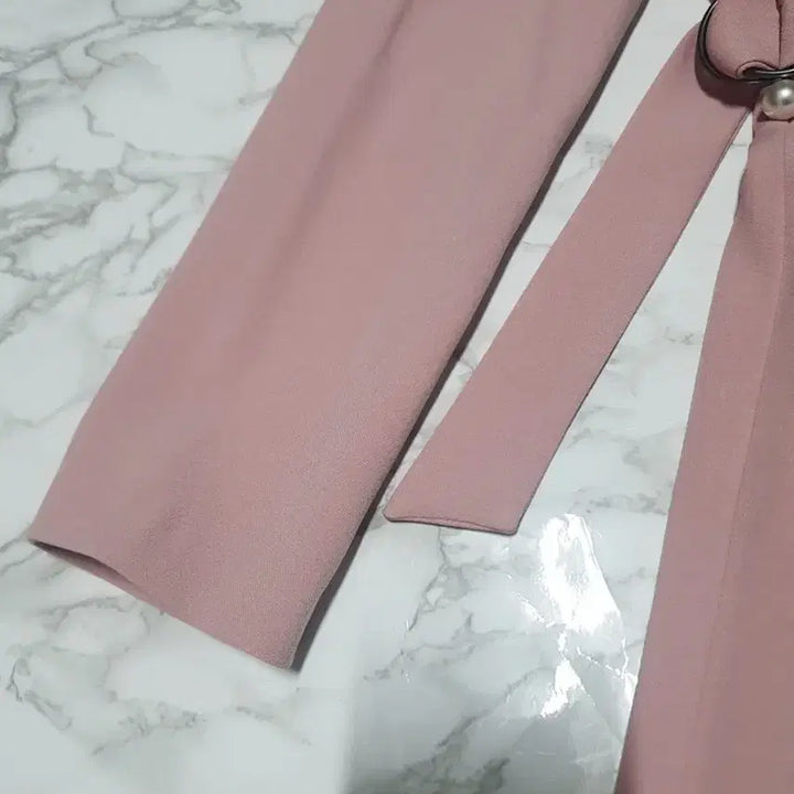 [BUNJANG] Pink Belted A-Line Long Dress / 핑크 벨트 A라인 롱 원피스