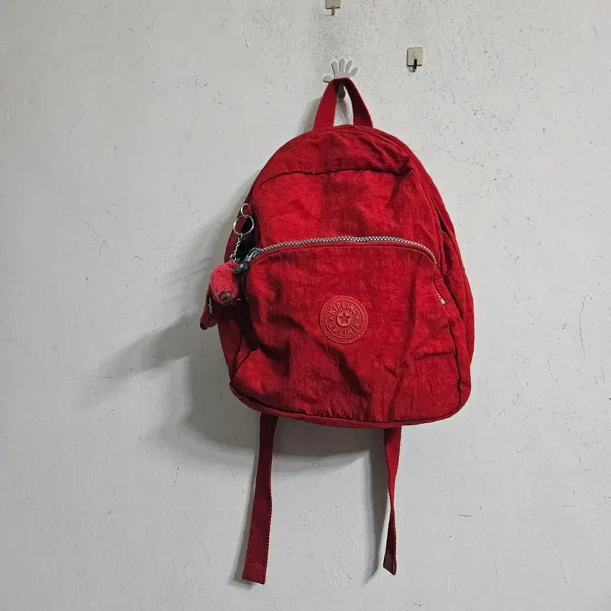 [BUNJANG] Kipling Red Backpack with Keychain / 키플링 빨간색 백팩 가방 + 키링 포함30-33