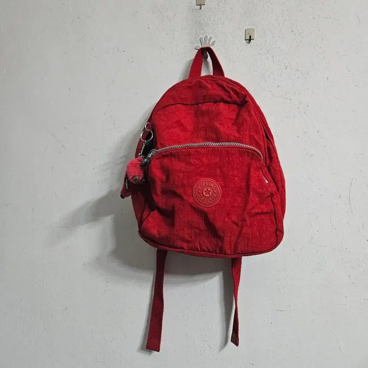 [BUNJANG] Kipling Red Backpack with Keychain / 키플링 빨간색 백팩 가방 + 키링 포함30-33