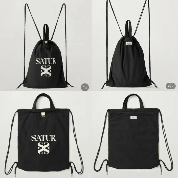 [BUNJANG] Satur Solid Drawstring Backpack Black / 세터 satur 솔리드 드로우 스트링 백팩 블랙 새상품