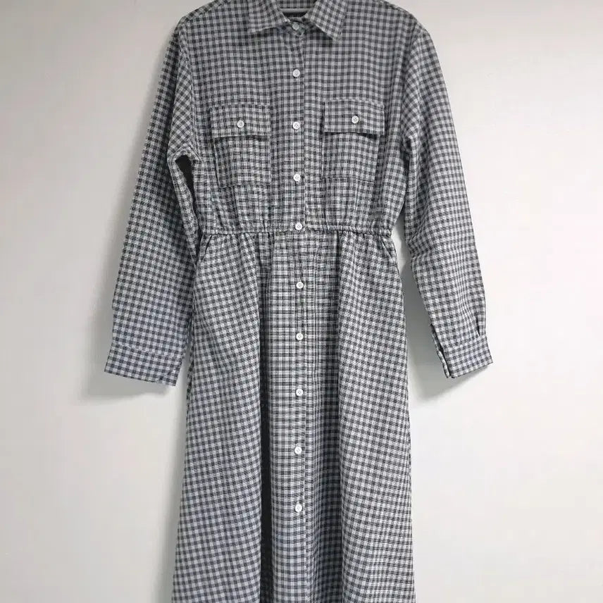 [BUNJANG] Check Pattern Long Shirt Dress / 체크 패턴 셔츠 롱 원피스