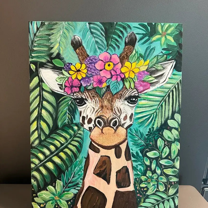 [BUNJANG] Giraffe Acrylic Painting on Canvas / 밀림속기린(아크릴화캔버스)