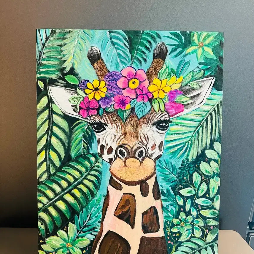 [BUNJANG] Giraffe Acrylic Painting on Canvas / 밀림속기린(아크릴화캔버스)