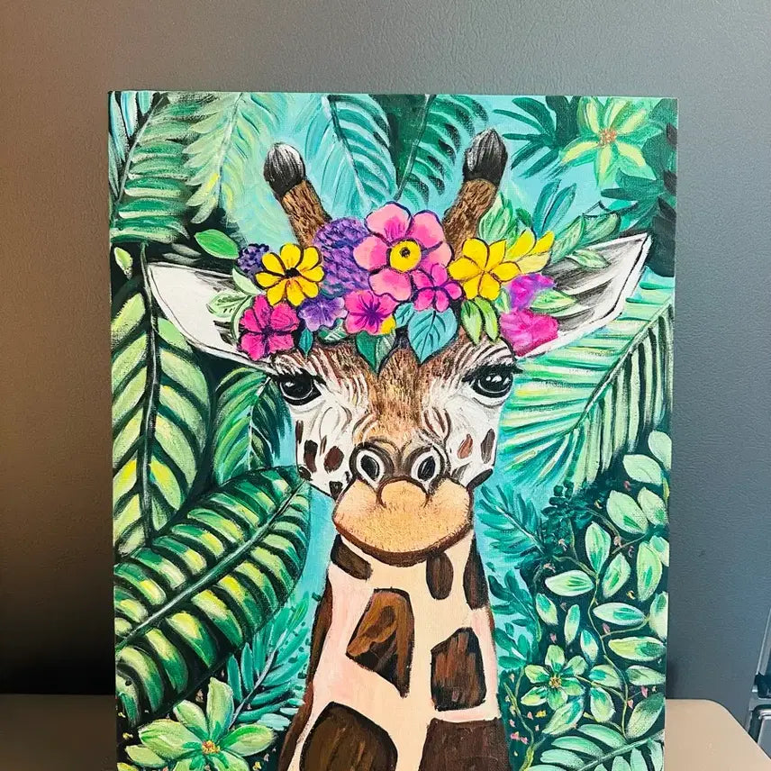 [BUNJANG] Giraffe Acrylic Painting on Canvas / 밀림속기린(아크릴화캔버스)
