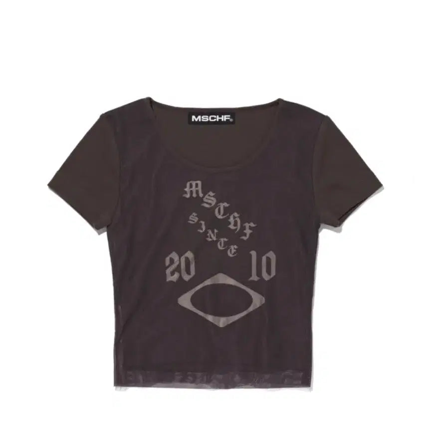 [BUNJANG] Mischief Sheer Mesh Charcoal Crop Top / 미스치프 sheer mesh top 반팔 크롭티셔츠