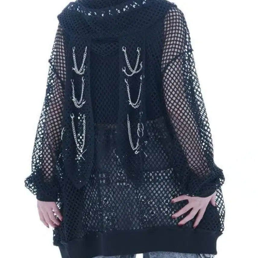 [BUNJANG] REFLEM Usagimi Piercing Hoodie Zip-up Parka / REFLEM 레플렘 망사 우사미미 피어싱 후드 집업 파카