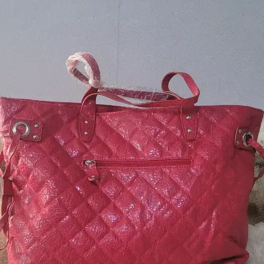 [BUNJANG] Red Quilted Tote Bag / 레드 퀼팅 토트백 새 가방