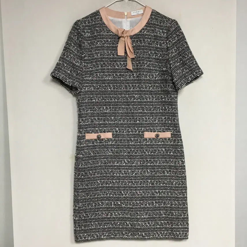 [BUNJANG] Sandro Ribbon Tweed Dress Size 55 / SANDRO 산드로 리본 트위드 원피스 55