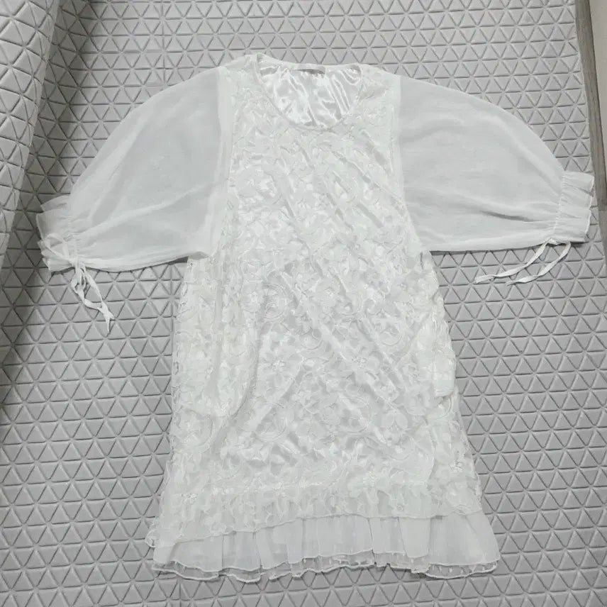 [BUNJANG] White Lace Chiffon Dress / 55 여성 원피스 레이스 쉬폰 원피스 화이트 흰색 원피스