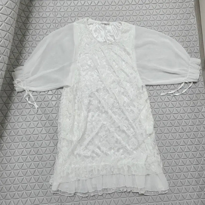 [BUNJANG] White Lace Chiffon Dress / 55 여성 원피스 레이스 쉬폰 원피스 화이트 흰색 원피스