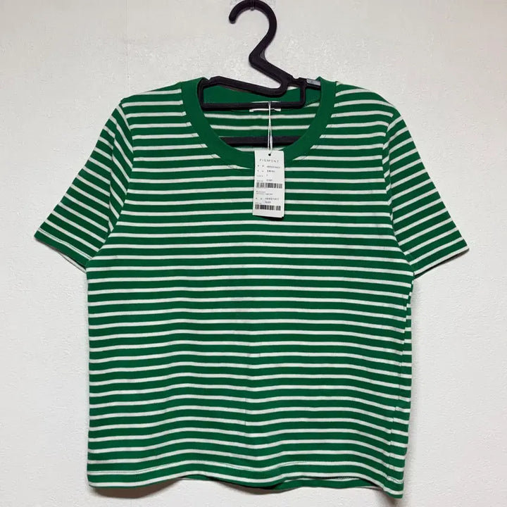 [BUNJANG] Pigment Stripe T-Shirt - Green / (새상품) 피그먼트 스트라이프 반팔티 F 그린