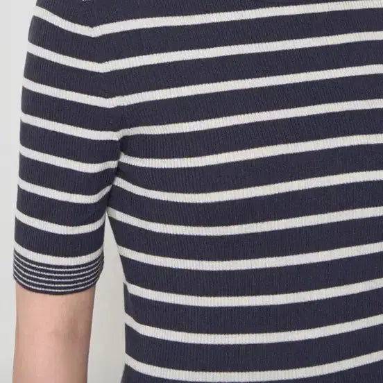 [BUNJANG] Hansome Mine Ribbed Texture Striped Knit Top / 한섬 마인 리브 텍스처 스트라이프 니트 탑