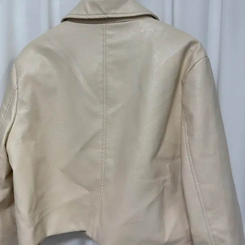 [BUNJANG] Ivory Faux Leather Jacket / [새상품] 아이보리 레더 자켓