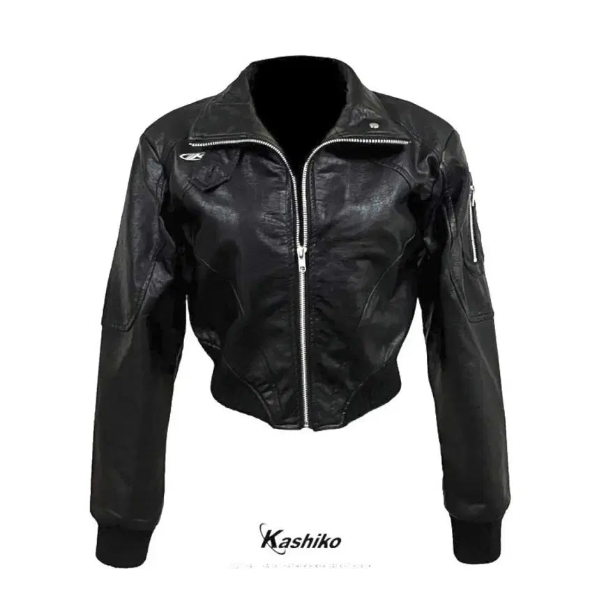 [BUNJANG] Kashiko Faux Leather Biker Jacket / 카시코 kashiko FAUX LEATHER BIKER JACKET