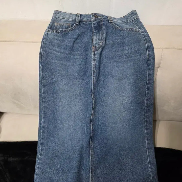 [BUNJANG] Blue Denim H-Line Long Skirt / 청 데님 H라인 롱 스커트