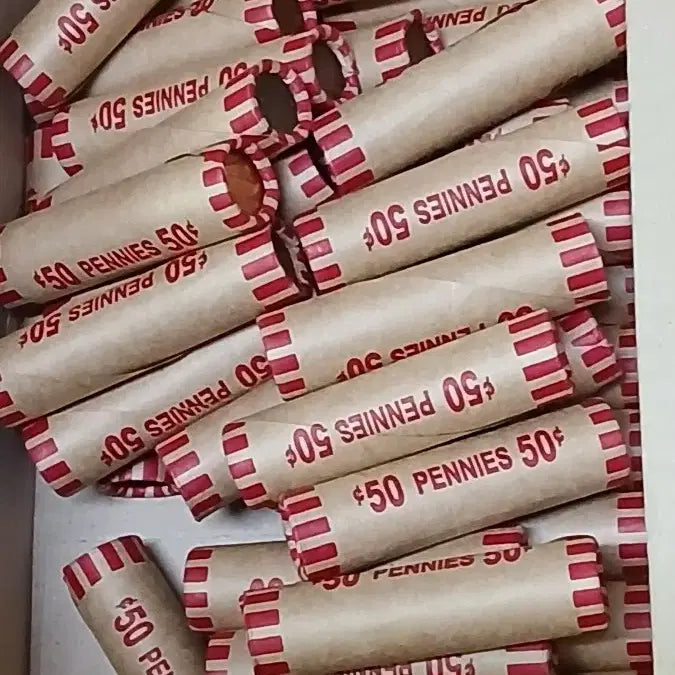 [BUNJANG] US Lincoln Penny 1 Cent Coin Bundle / 옛날돈 미국 링컨페니 1센트 24롤일괄