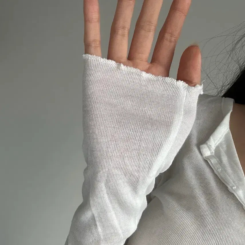 [BUNJANG] White Thin Long Sleeve T-Shirt (New) / 얇은 티셔츠 새상품