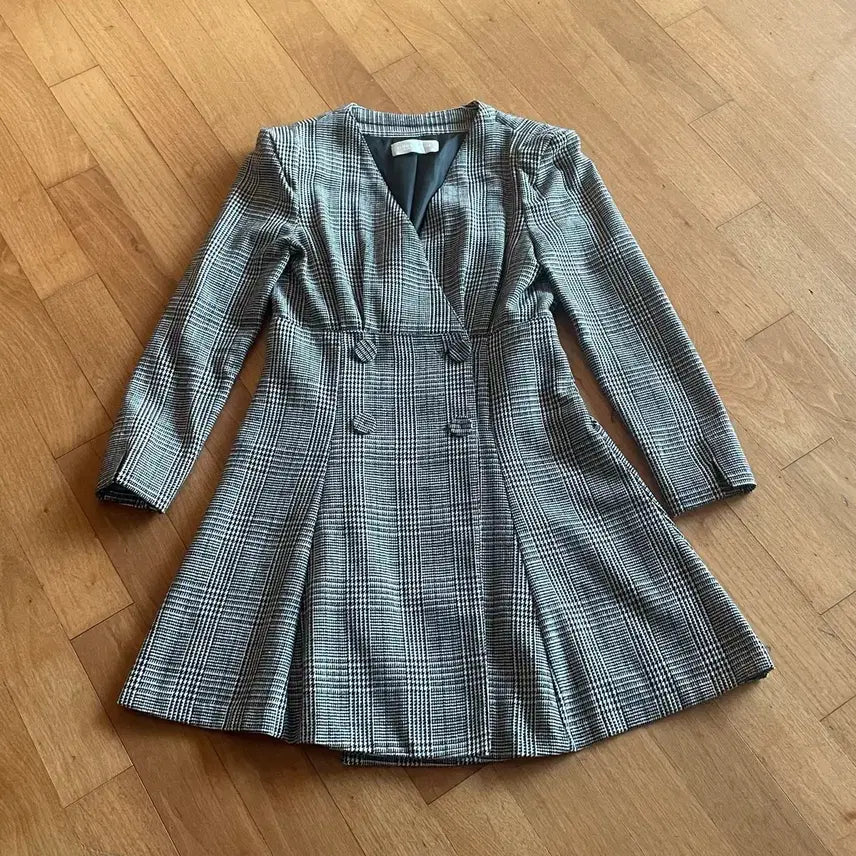 [BUNJANG] Honeycomb Check Pattern One-Piece Style Jacket / Honeycomb 원피스형 자켓  하객룩