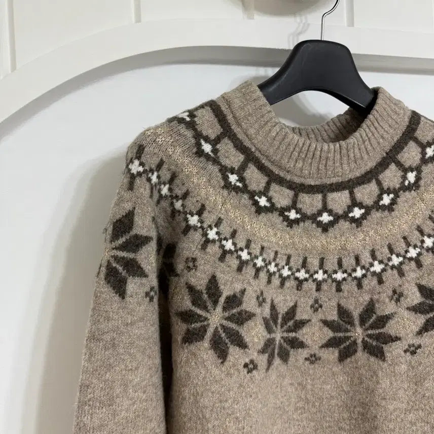 [BUNJANG] Beige Pattern Knit Sweater / 베이지 패턴 니트 스웨터