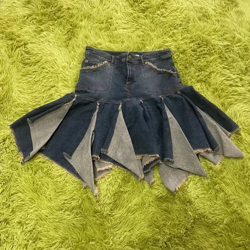 [BUNJANG] Patchwork Denim Mini Skirt / 패치워크 데님 미니스커트 청치마 빈티지스커트