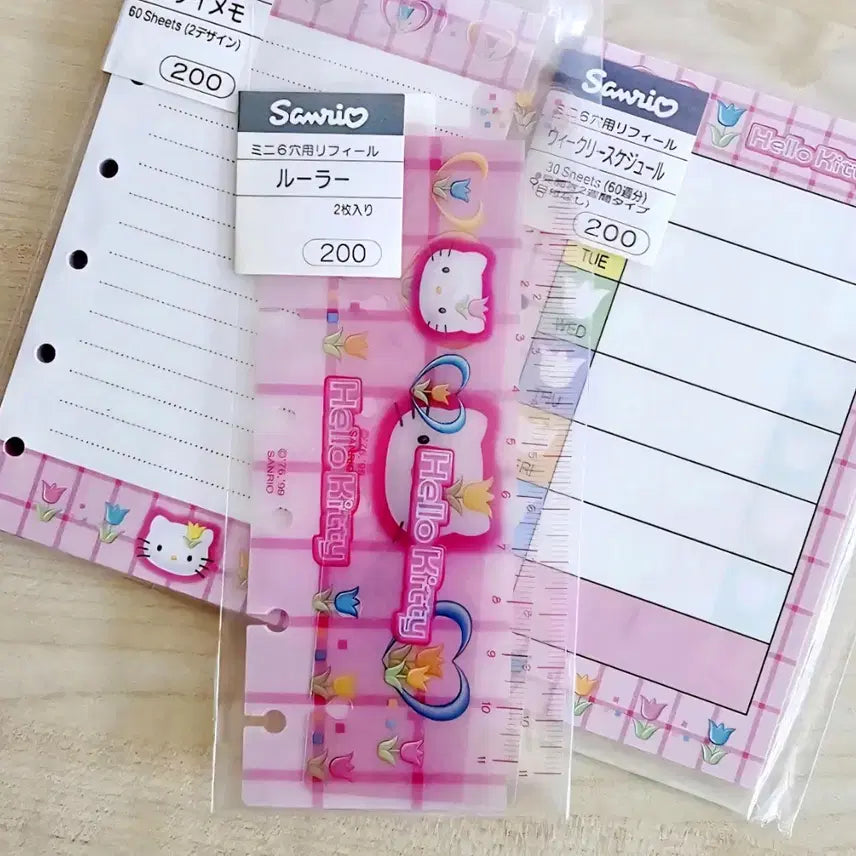 [BUNJANG] Tulip Kitty Diary 3-Piece Inner Pages Set / 튤립 키티 다이어리 속지3종세트, 키티다이어리속지, 키티 지퍼백 속지