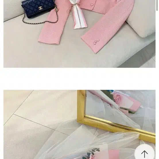 [BUNJANG] Pink Tweed Crop Jacket / 핑크 트위드 크롭 자켓