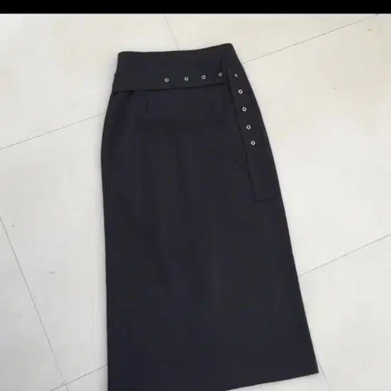 [BUNJANG] Ilet Belt Skirt Charcoal / 아일렛 벨트 스커트 차콜 *새상품*