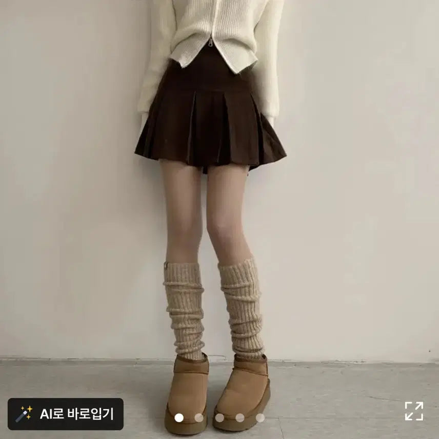 [BUNJANG] Corduroy Pleated Mini Skirt - Brown / 코듀로이 플리츠 미니스커트 브라운 밤색