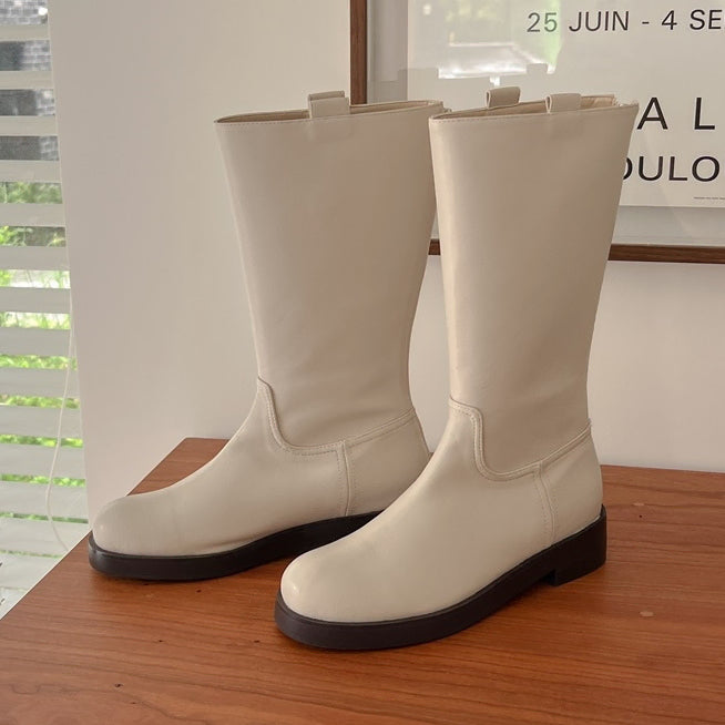 [BUNJANG] Back-Zip Mid Boots - Size 225 / 새상품 뒷지퍼 미들부츠 225사이즈 판매
