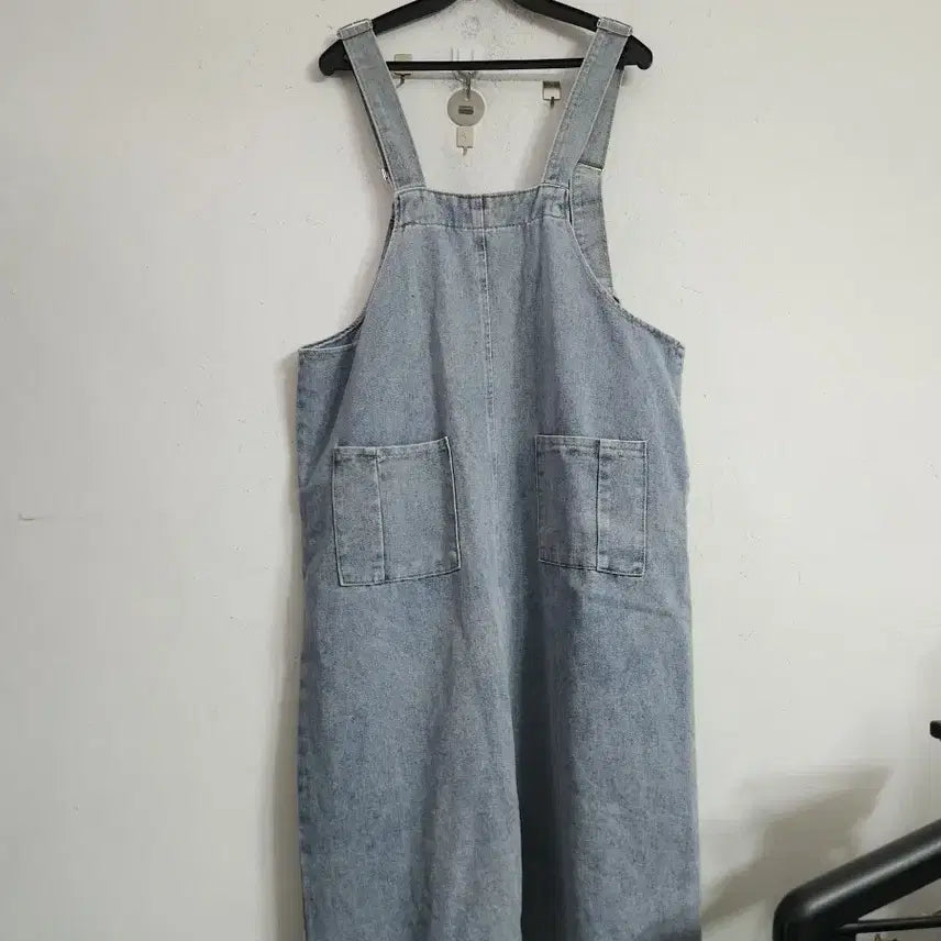 [BUNJANG] Denim Long Overall Dress / 청 데님 멜빵 롱 원피스