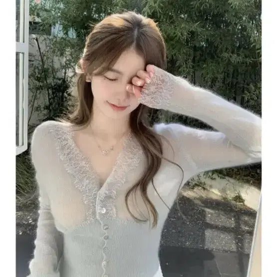 [SOLD OUT] 연보라 레이스 가디건 니트 여성 캐주얼 여름가디건
