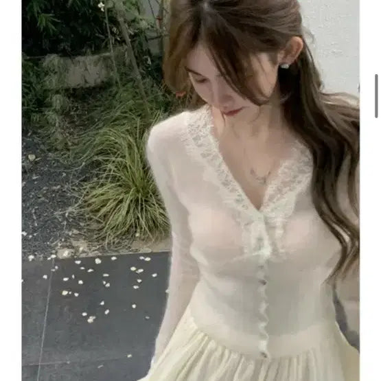 [SOLD OUT] 연보라 레이스 가디건 니트 여성 캐주얼 여름가디건