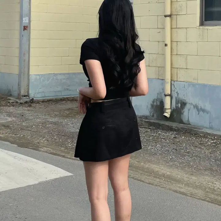 [BUNJANG] Pleated Mini Skirt / 미니 스커트 베이지 블랙 플리츠 치마