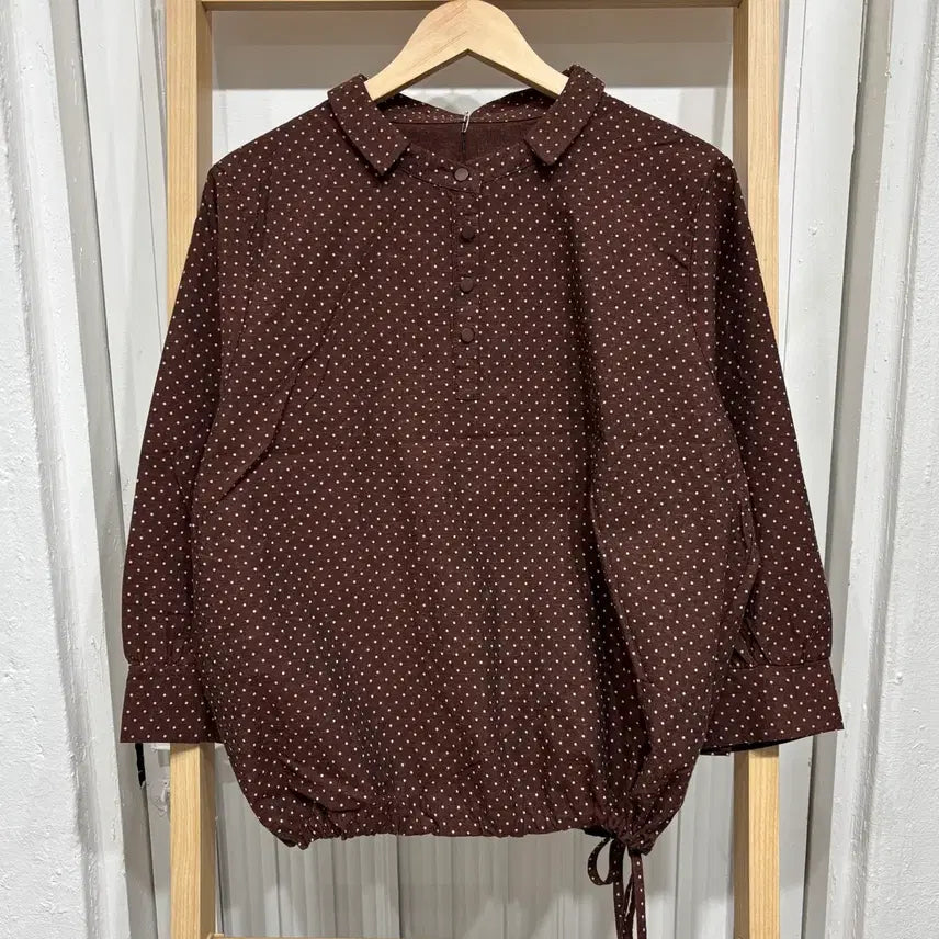 [BUNJANG] Button Dot String Long Sleeve T-Shirt / [새상품] 버튼 도트 스트링 긴팔티
