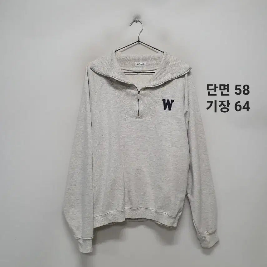 [BUNJANG] WMM Half Zip-Up Sweatshirt - Grey / WMM 하프집업 맨투맨 그레이