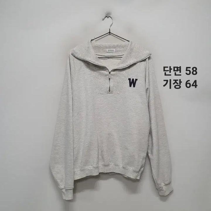 [BUNJANG] WMM Half Zip-Up Sweatshirt - Grey / WMM 하프집업 맨투맨 그레이
