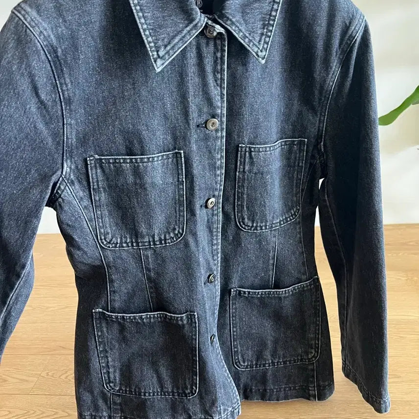 [BUNJANG] Blossom H Washed Black Denim Work Jacket / 블랙 데님 워크 자켓