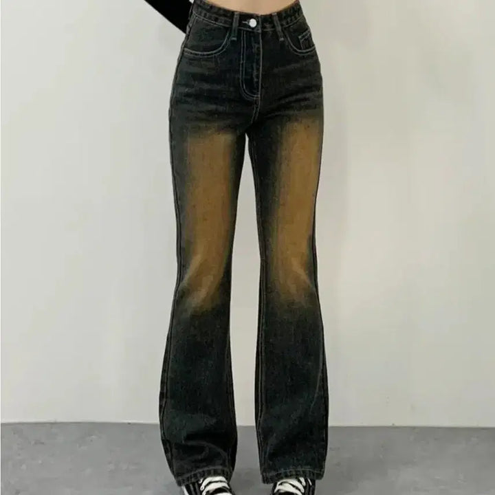 [BUNJANG] Vintage Washed Black Denim Bootcut Jeans (Size S) / 흑청 빈티지 워싱 부츠컷 데님 청바지 S