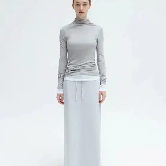 [SOLD OUT] LFM Drawstring Maxi Skirt (Mist Gray)