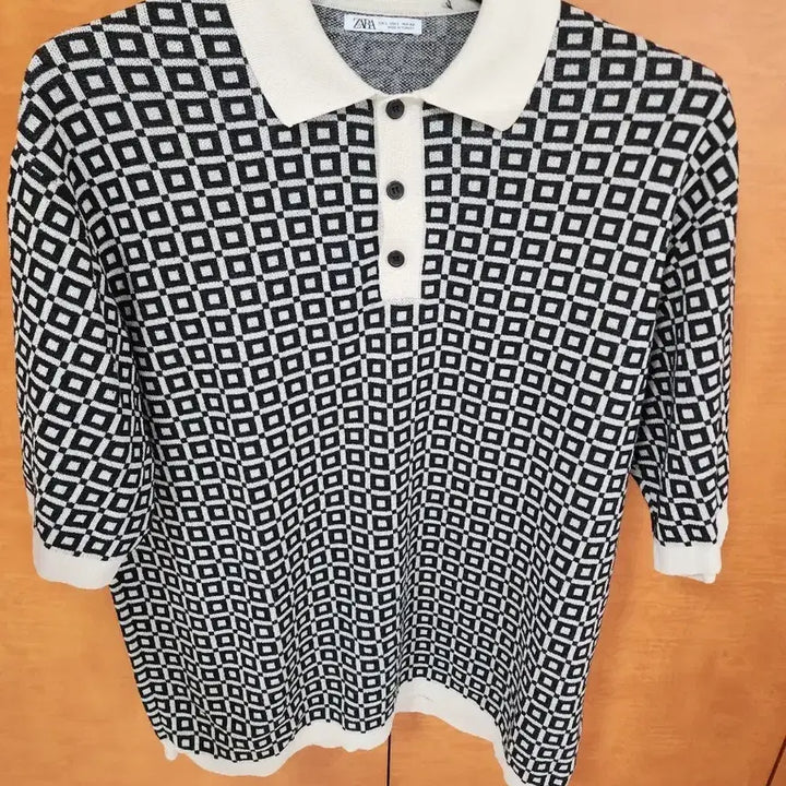 [SOLD OUT] ZARA 자라 패턴 니트 반팔 폴로티 팝니다.